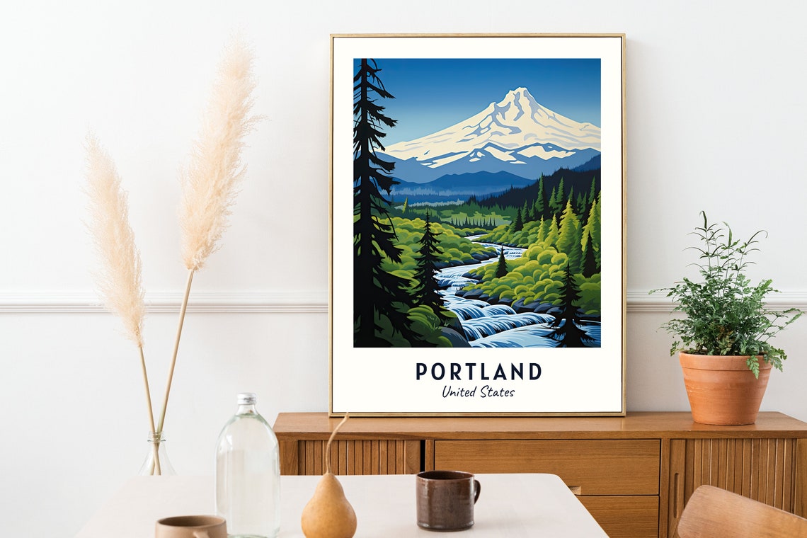 Portland Travel Print Wall Art Portland United States City Print Portland Travel Gift Portland City Poster Wall Art - Image 2