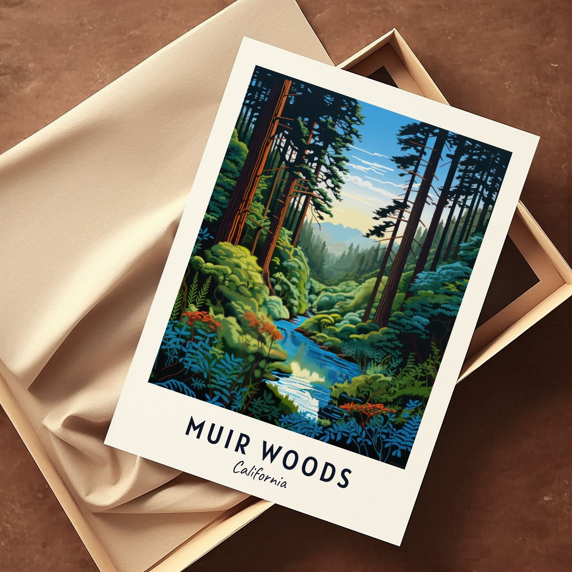 Muir Woods California Towering Ancient Redwood Forest Creek Poster - Image 3