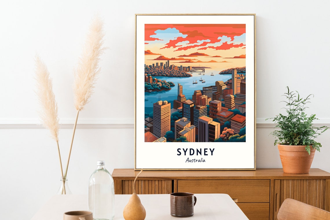 Sydney Australia Harbour Bridge Skyline Sunset View Travel Poster - Image 2