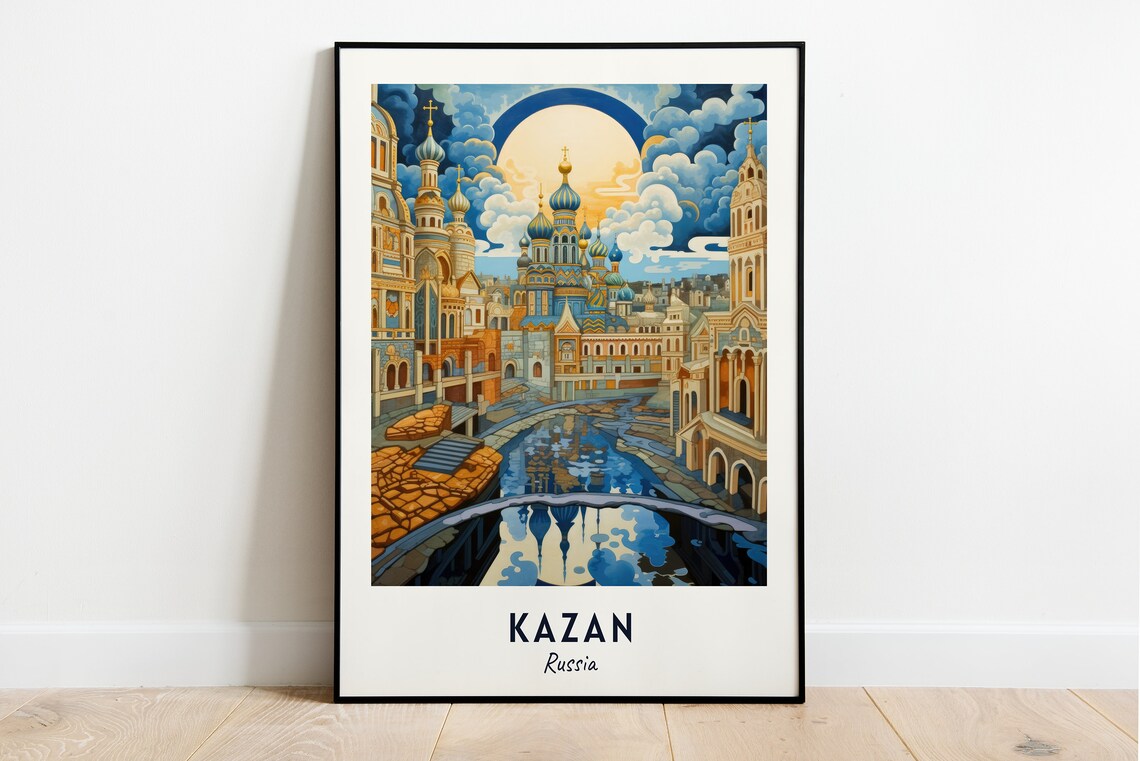 Kazan Kremlin Colorful Onion Dome Cathedrals Russia Travel Poster