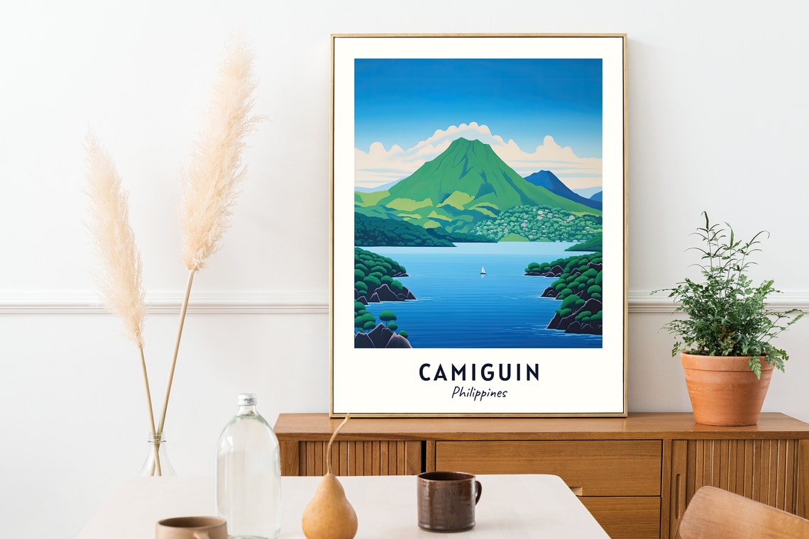 Camiguin Philippines Green Volcano Sparkling Bay Seascape Poster - Image 2