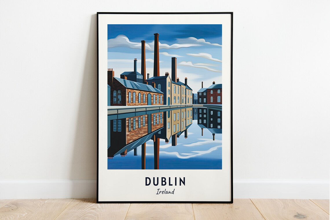 Dublin Ireland Travel Poster, City Print