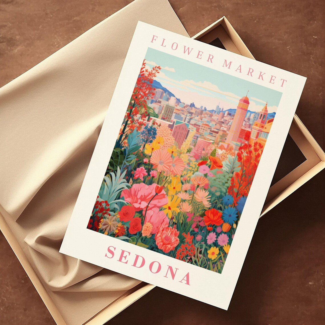 Sedona Flower Market Red Rock Desert Bloom Arizona Travel Poster - Image 2