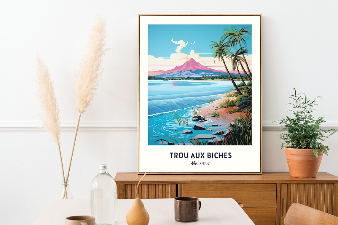 Trou Aux Biches Travel Poster, Mauritius City Print - Image 2