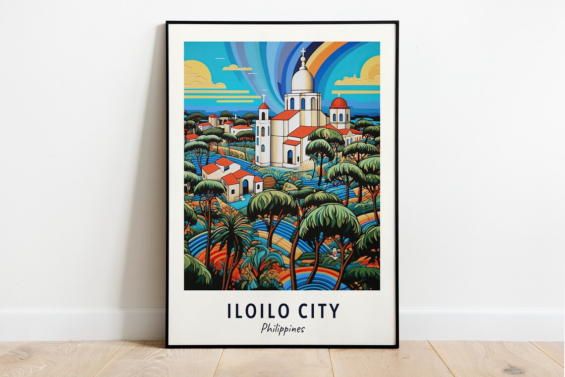 Domed Church among Tropical Palms of Iloilo City Philippines Poster