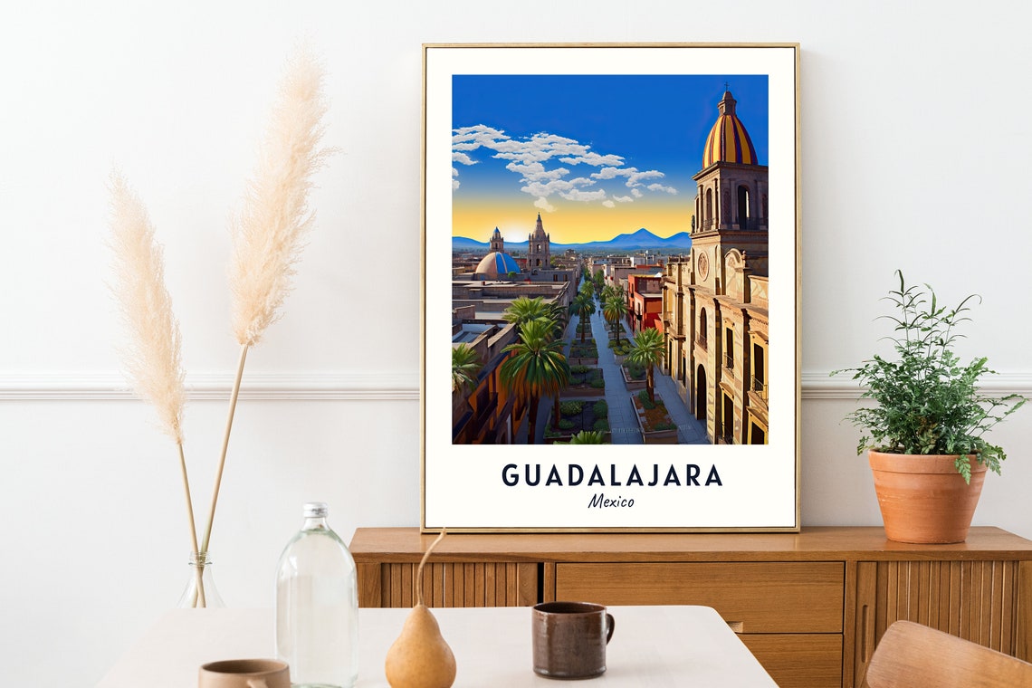 Guadalajara Mexico Cathedral Towers Plaza Golden Hour Poster - Image 2