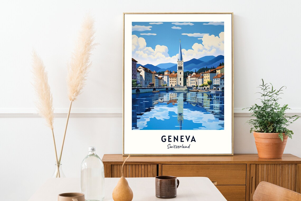 Geneva Travel Poster, Switzerland City Print - Image 2