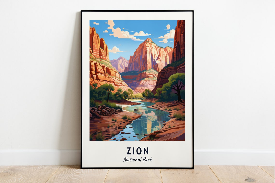 Zion National Park Travel Print Wall Art Zion National Park City Print Zion National Park Travel Gift Zion National Park Poster