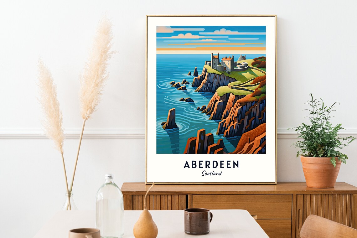 Dunnottar Castle Travel Poster, Aberdeen Scotland - Image 2
