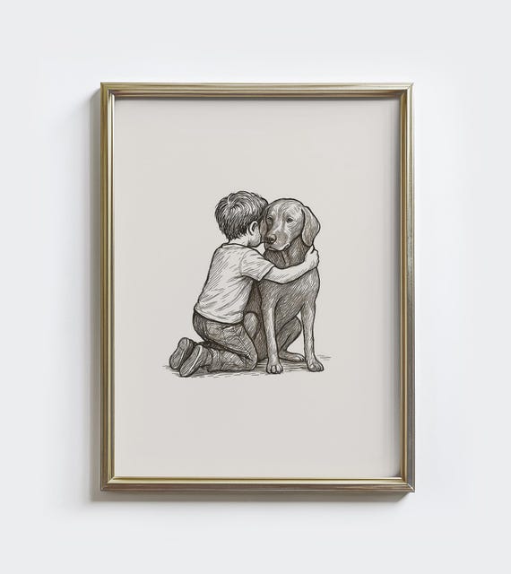 Vizsla Boy Vintage Sketch Print Dog Drawing Art Nursery Wall Decor