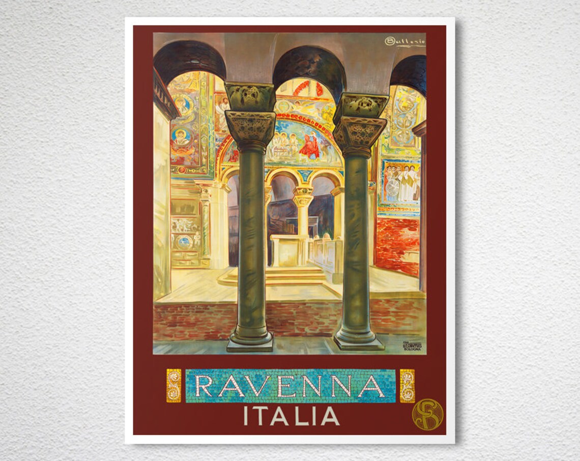 Ravenna Italia Vintage Italian Byzantine Mosaic Basilica Travel Poster - Image 2