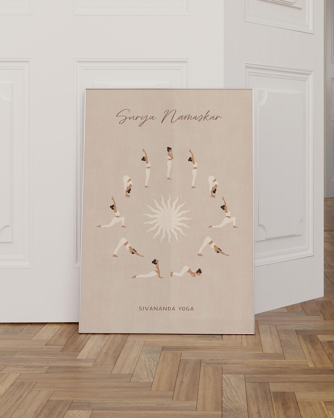 Yoga Sun Salutation Poster, Boho Gift for Girlfriend