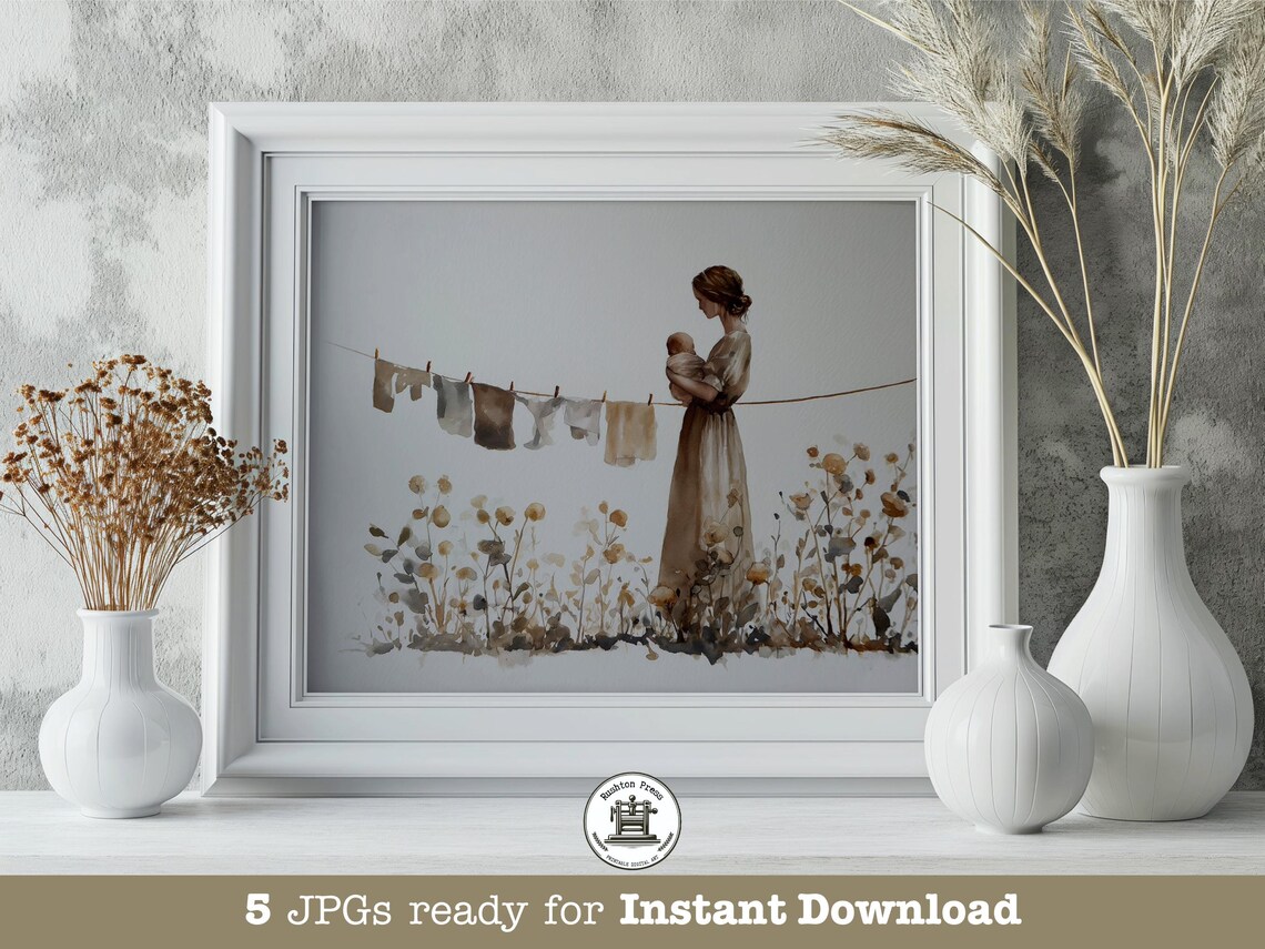 Scandinavian Mother And Baby, Nursery Decor Art Print