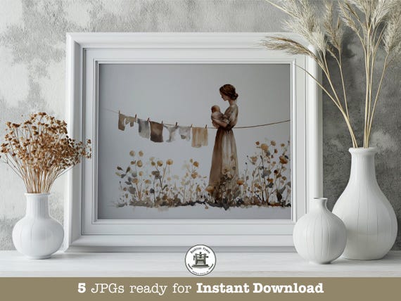 Scandinavian Mother And Baby, Nursery Decor Art Print