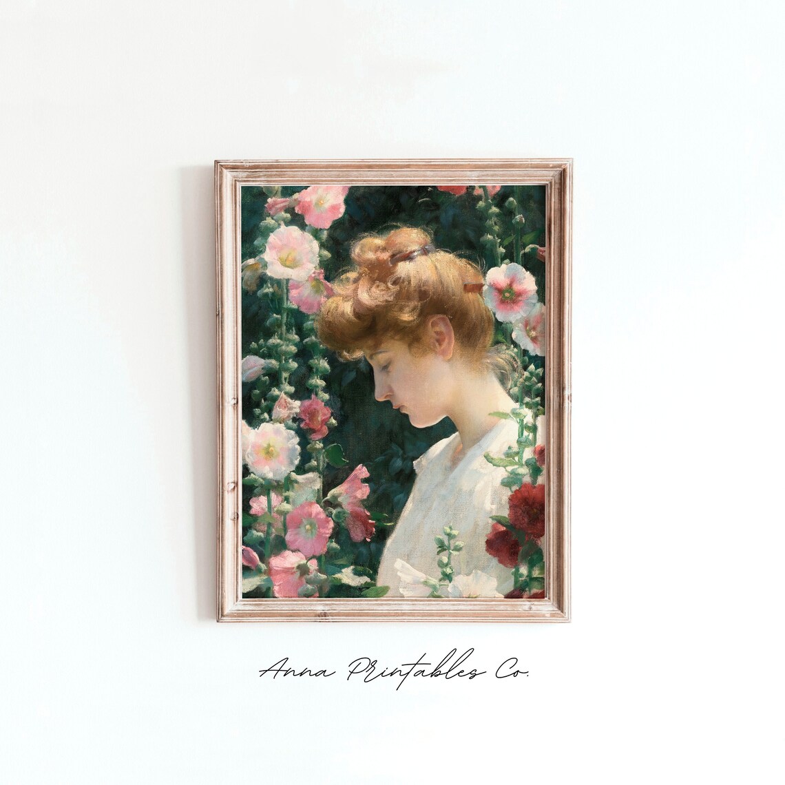 Antique Lady Among Flowers Romantic Vintage Garden Portrait Poster - Image 2