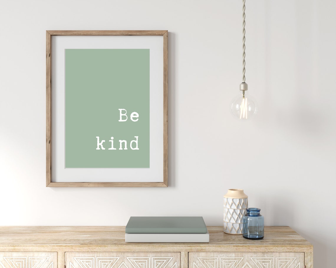 Be Kind Sage Green Minimalist Typography Quote Aesthetic Decor Poster - Image 2