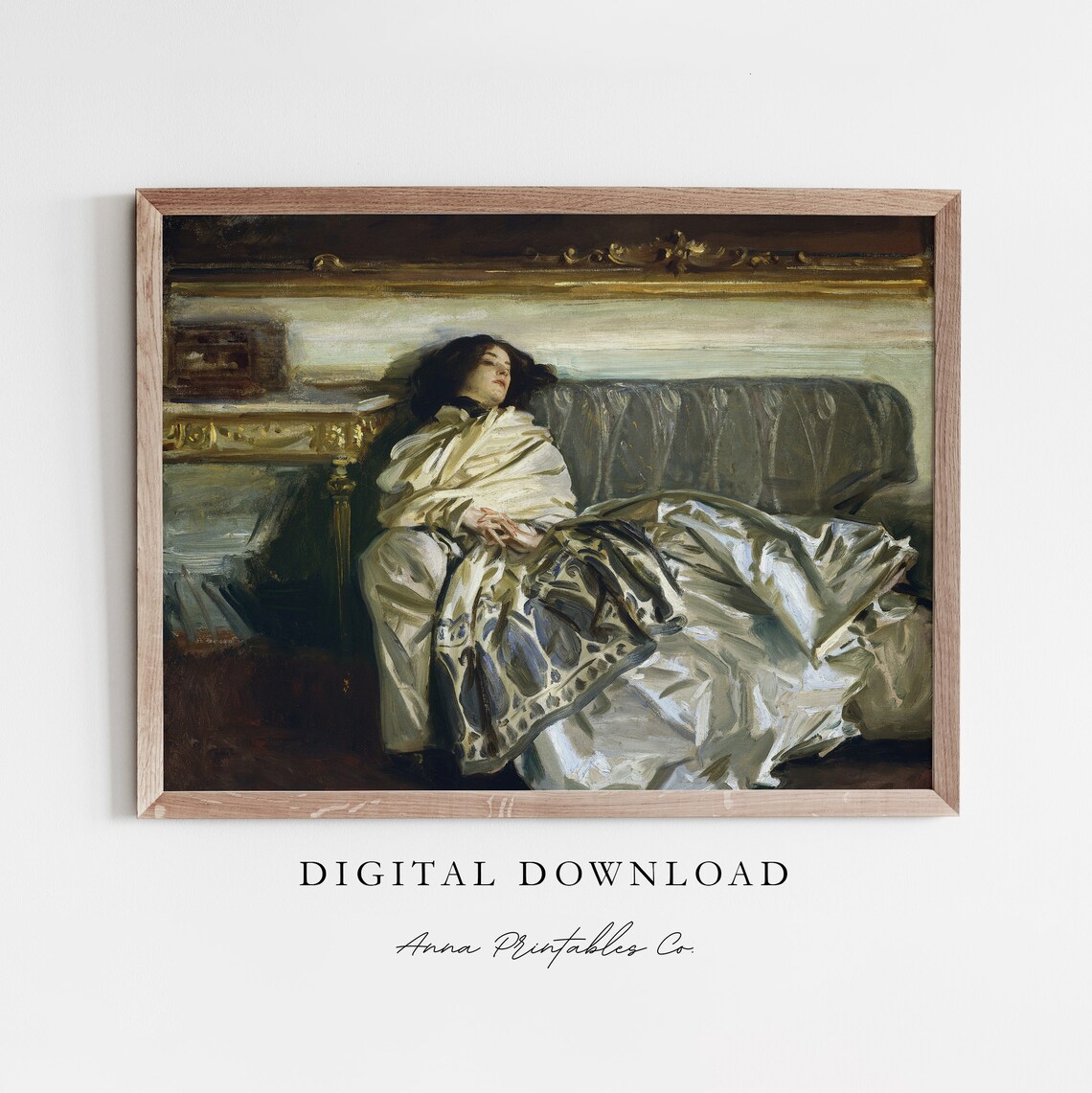 Vintage Woman Resting On Sofa Victorian Portrait Classical Art Poster