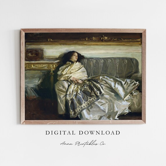 Vintage Woman Resting On Sofa Victorian Portrait Classical Art Poster