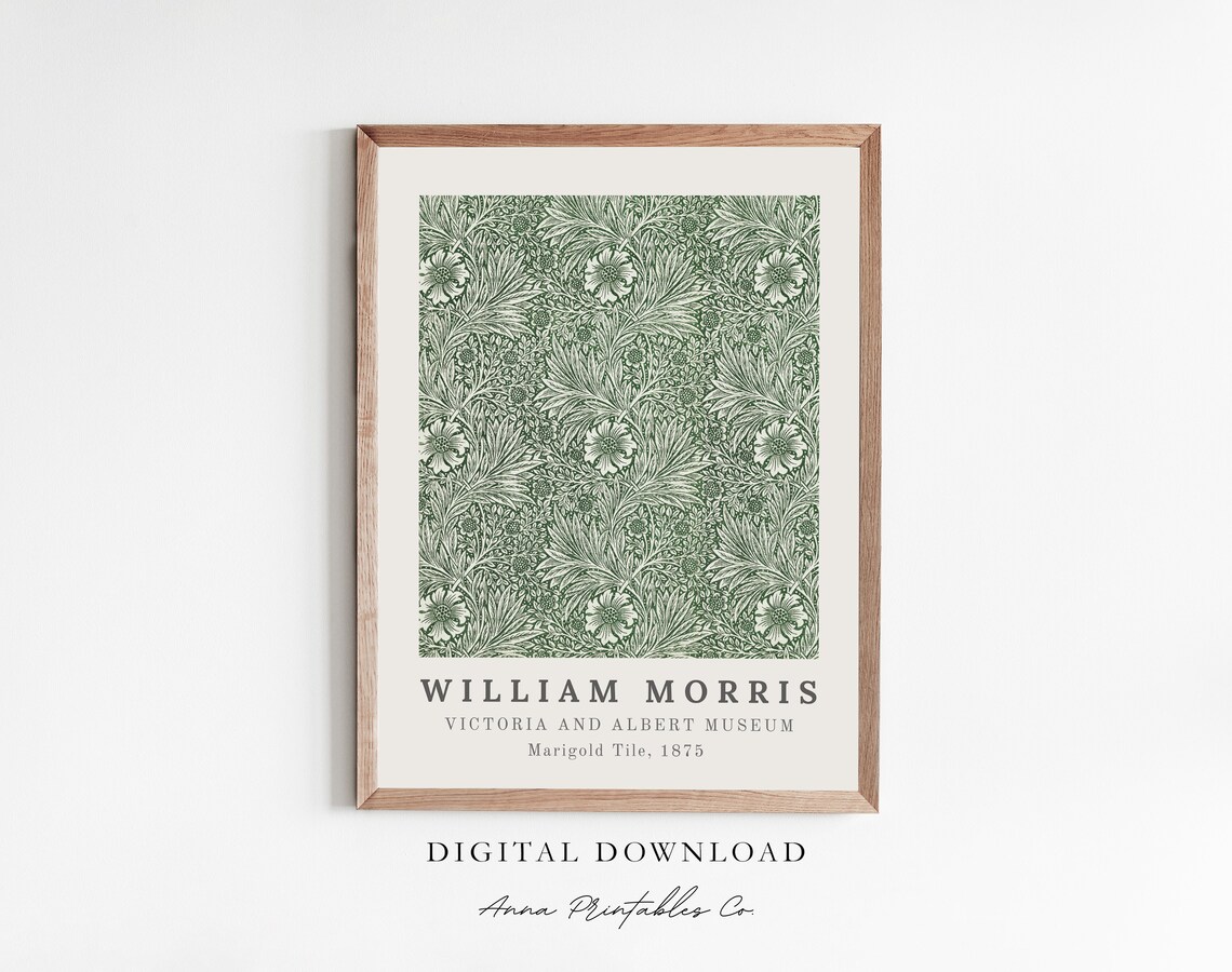 William Morris Marigold Botanical Art Nouveau Poster