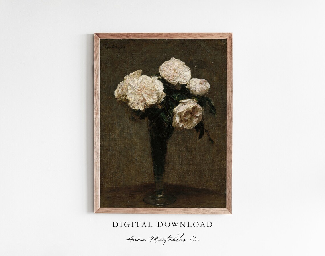 Dark Academia Floral Bouquet Oil Painting Art Print