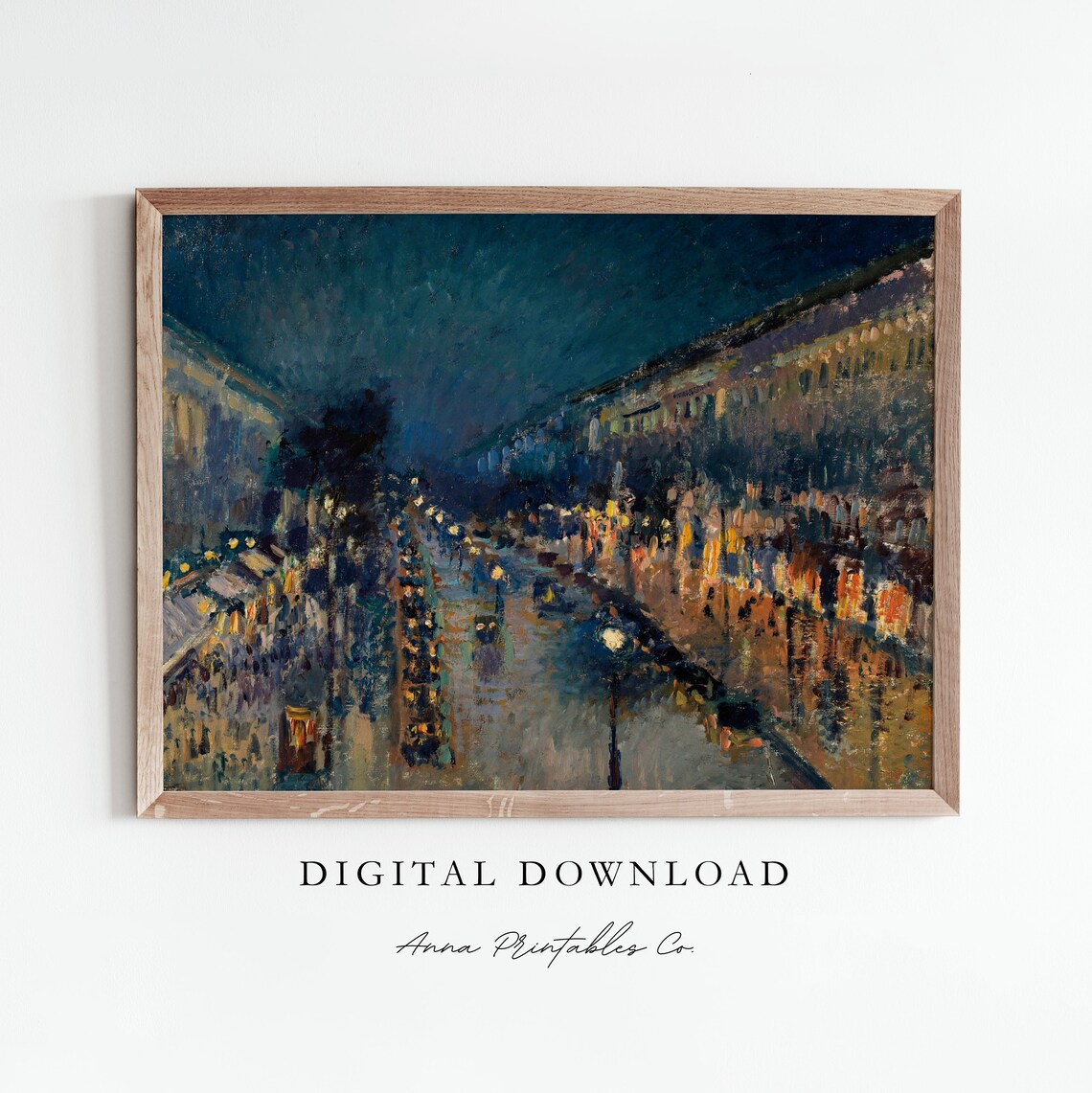 Antique Paris At Night City Vintage Boulevard Street Lights Poster