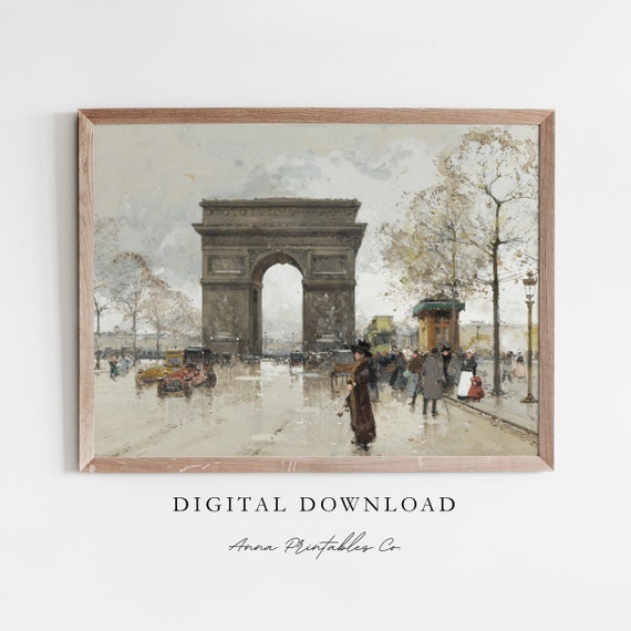 Arc De Triomphe In Winter Vintage Paris Art Print