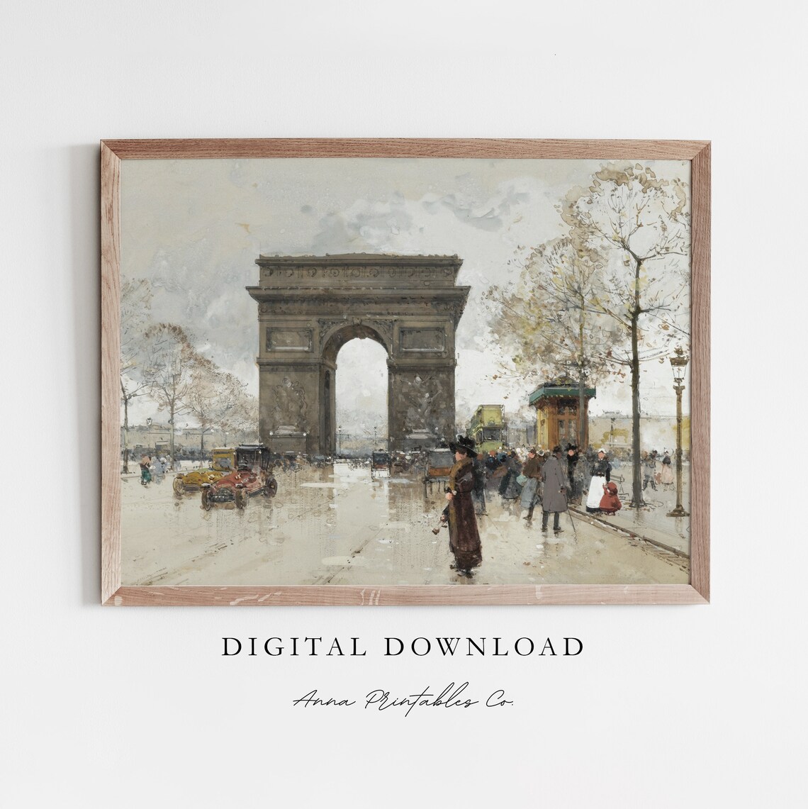 Arc De Triomphe In Winter Vintage Paris Art Print