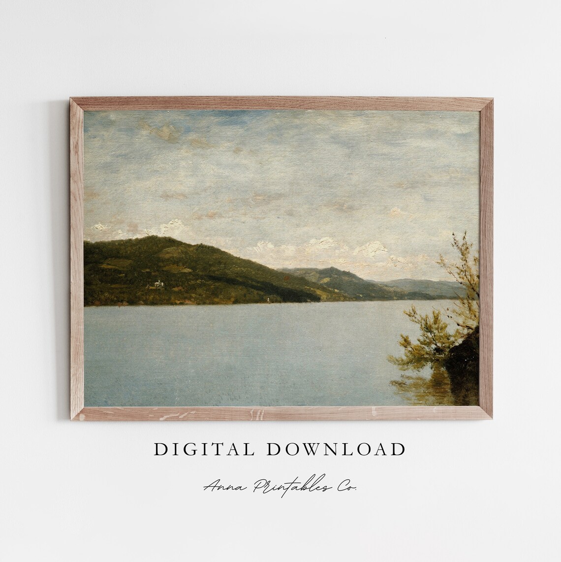 Hills And Lake Vintage Landscape Art Print