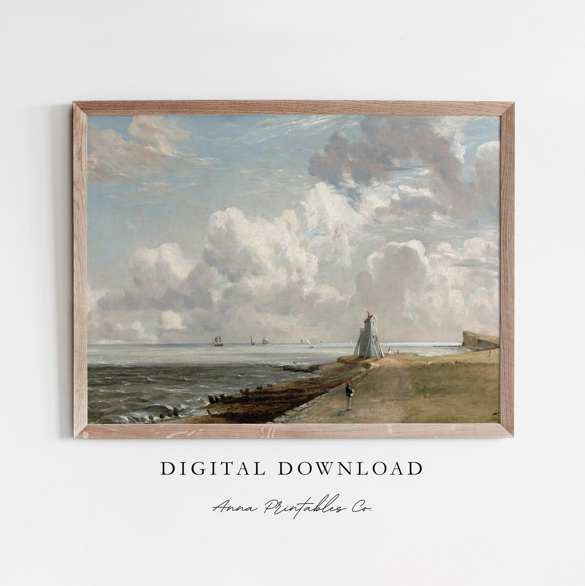 Beacon Hill Lighthouse Antique Coastal Seascape Painting Poster