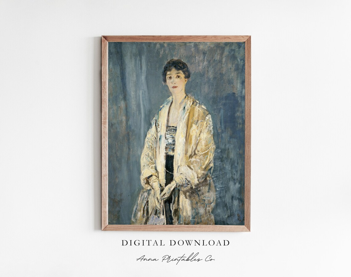 Woman in Yellow Antique Portrait, Vintage Art Print