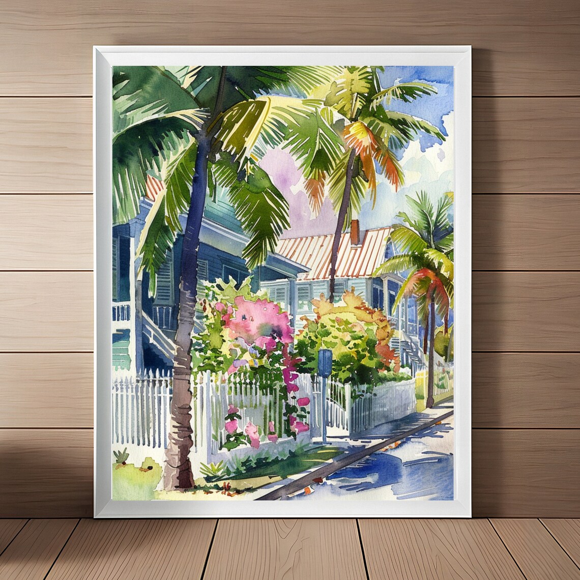 Key West Watercolor Art Print, Florida Keys Coastal