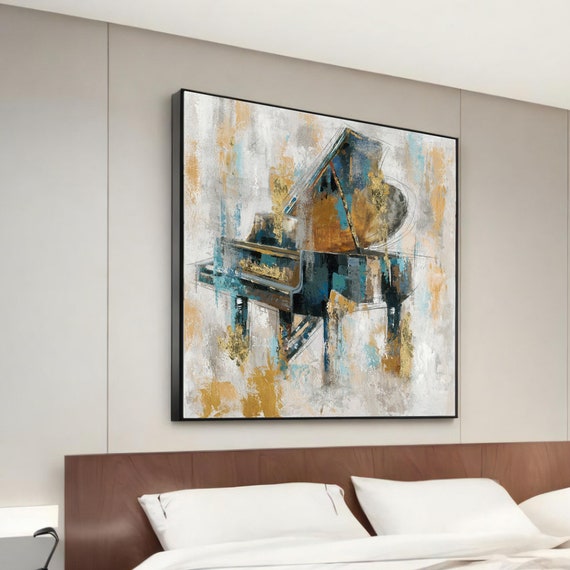Abstract Grand Piano Painting Dance Canvas Art Musical Decor Modern Home Gift Ready To Hang