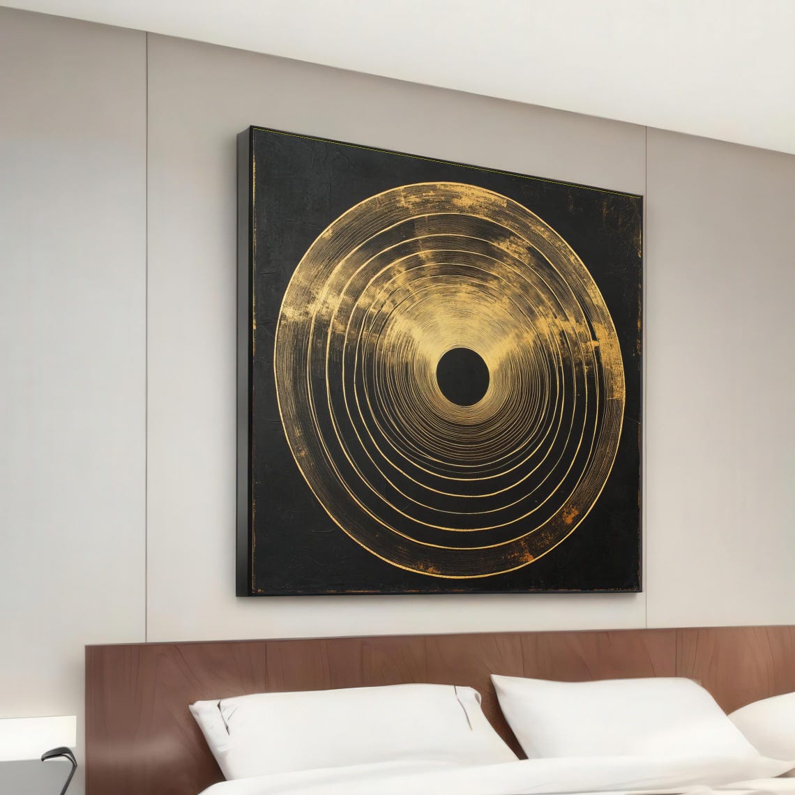 Gold Spiral Vortex Circle Black Abstract Modern Wall Decor Poster