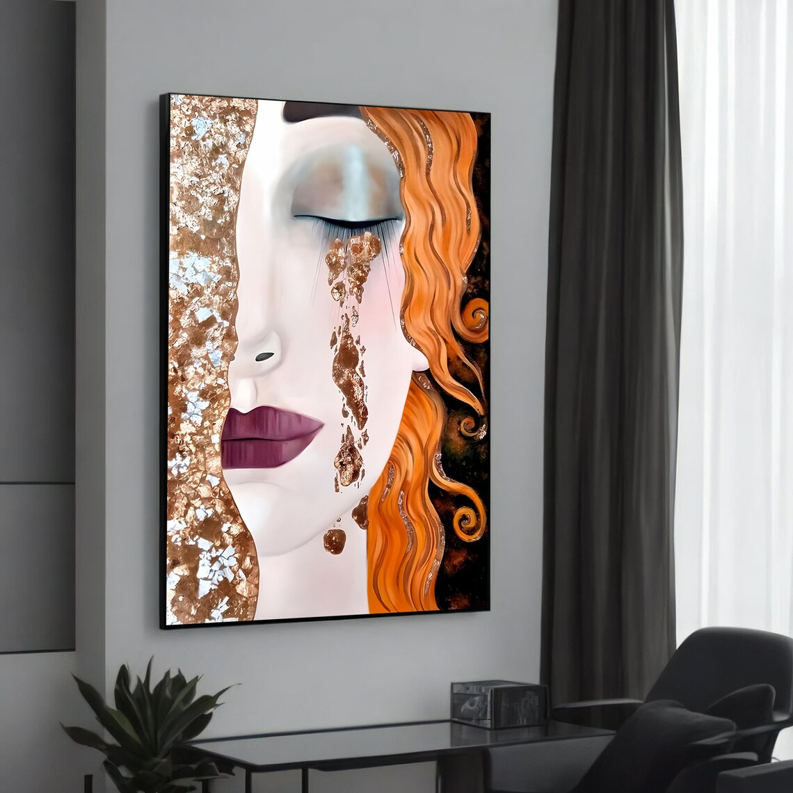 Modern Abstract Woman's Face, Contemporary Art Print