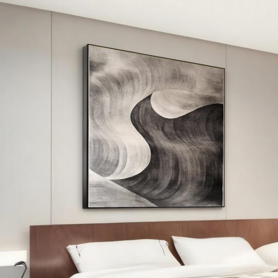 Abstract Waves Canvas Monochrome Wall Art Modern Print Black And White Design Ready To Hang Decoration