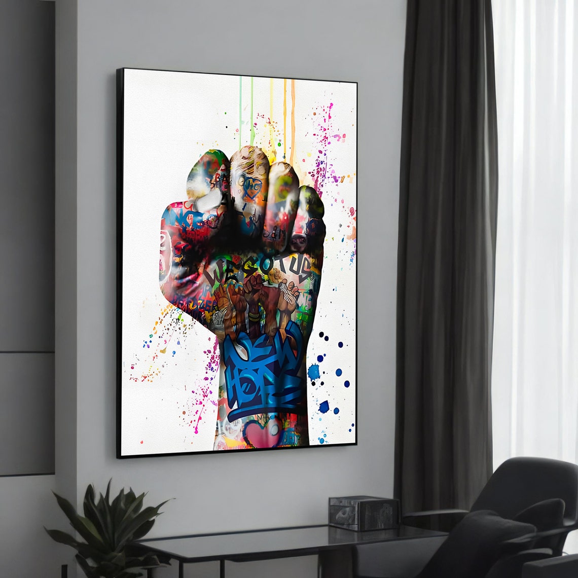 Colorful Graffiti Raised Fist Power Street Art Motivation Poster