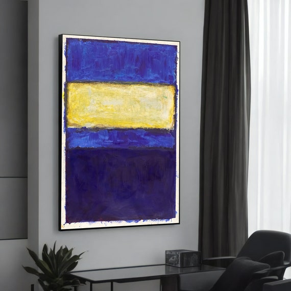Dynamic Blue And Yellow Mark Rothkoinspired Abstract Canvas Painting Modern Art For Home Decor Gift