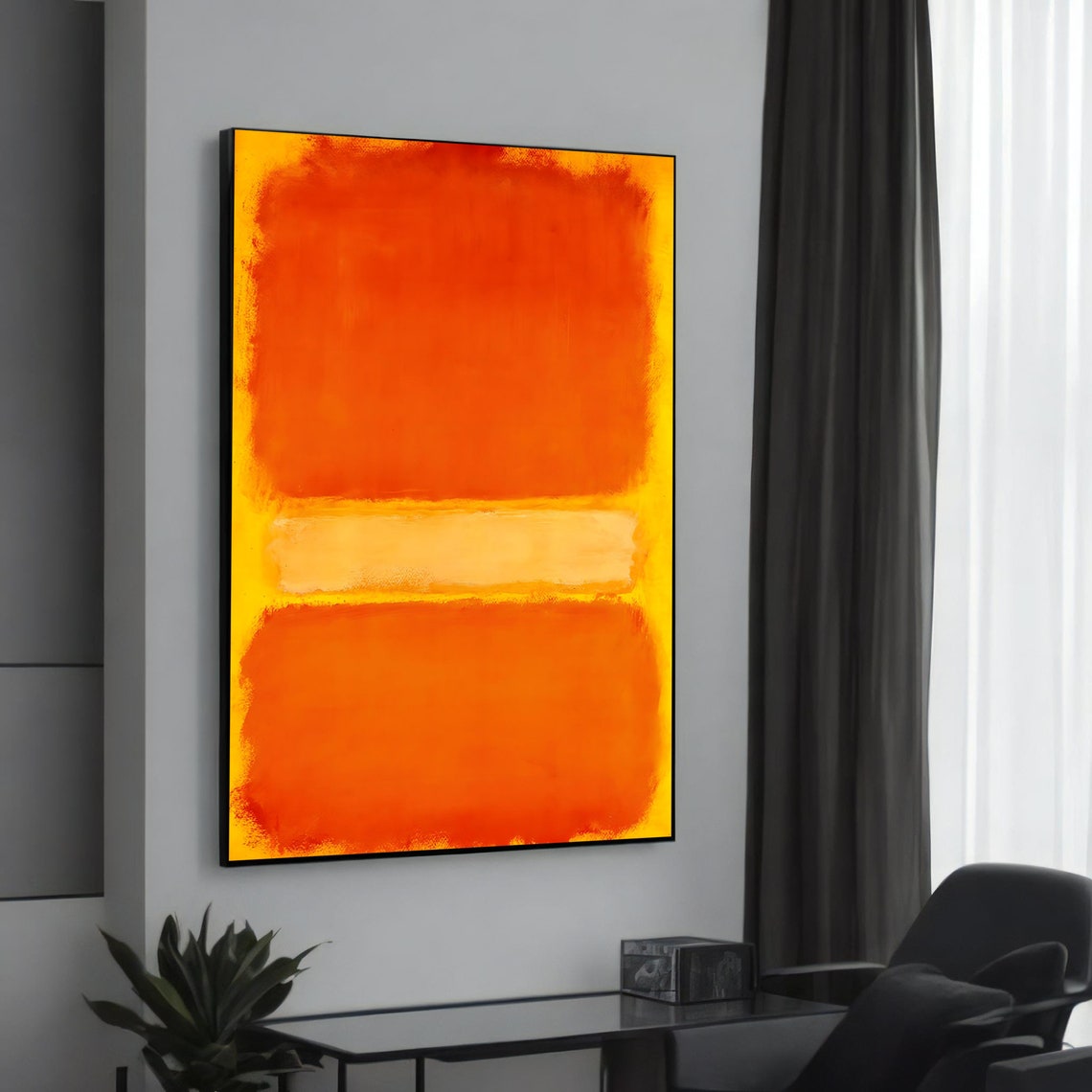 Deep Red Orange and Yellow Color Field Abstract Canvas Poster