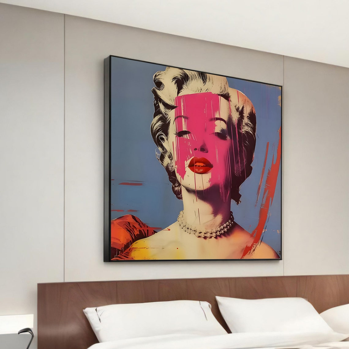 Glam Marilyn Monroe Pink Paint Drip Pop Art Portrait Wall Art