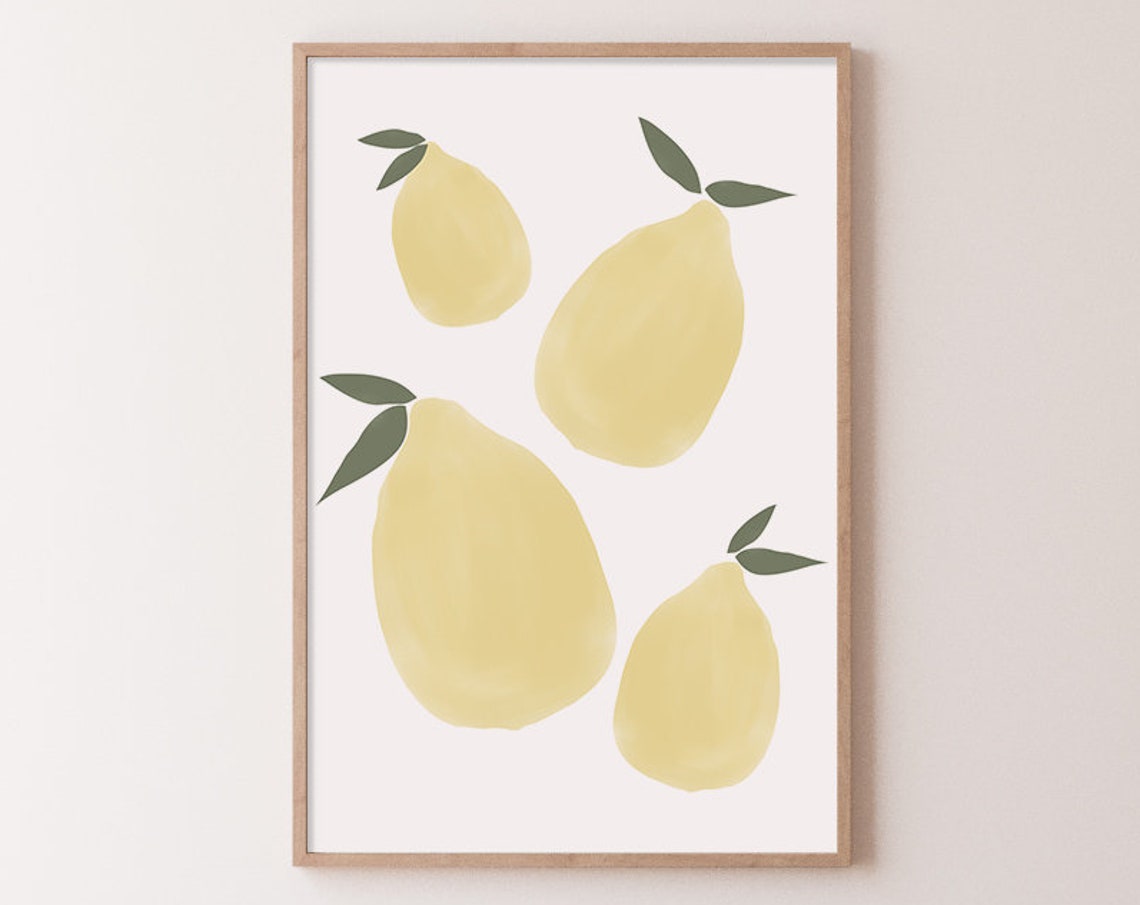 Yellow Lemons Watercolor Citrus Fruit Bright Kitchen Art Poster - Image 3