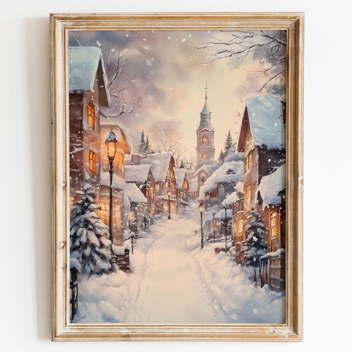Christmas Village Wall Art Snowy Village Winter Scene Print Christmas Houses Print Christmas Prints Xmas Poster Festive Christmas Wall Art