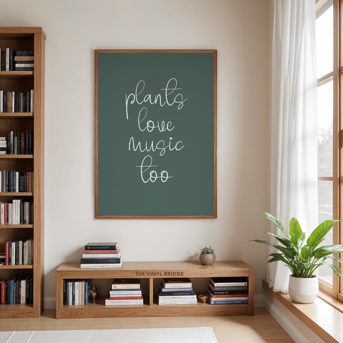 Plants Love Music Too Script Quote Dark Green Botanical Wall Poster - Image 2