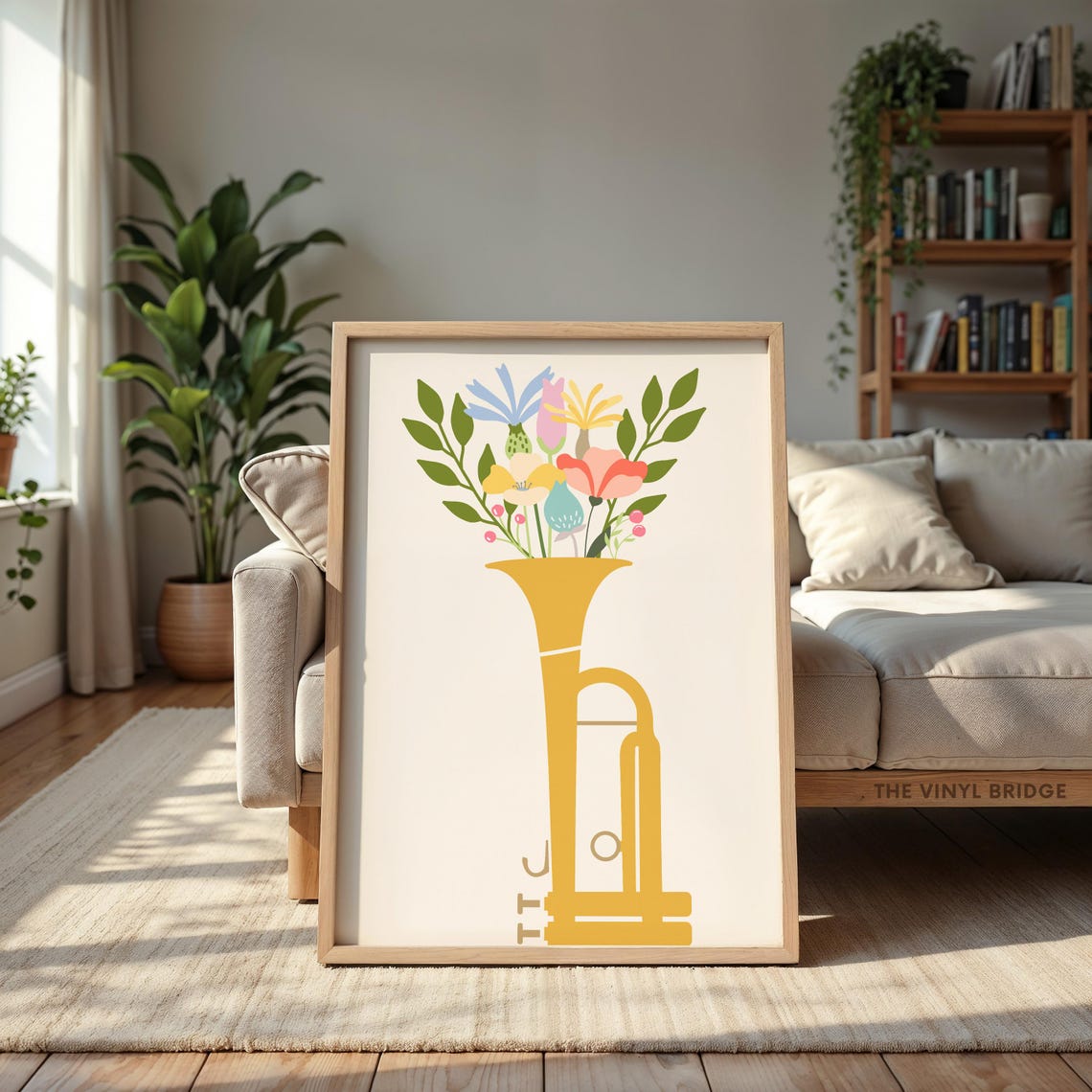 Floral Trumpet Boho Botanical Music Illustration Art Wall Poster
