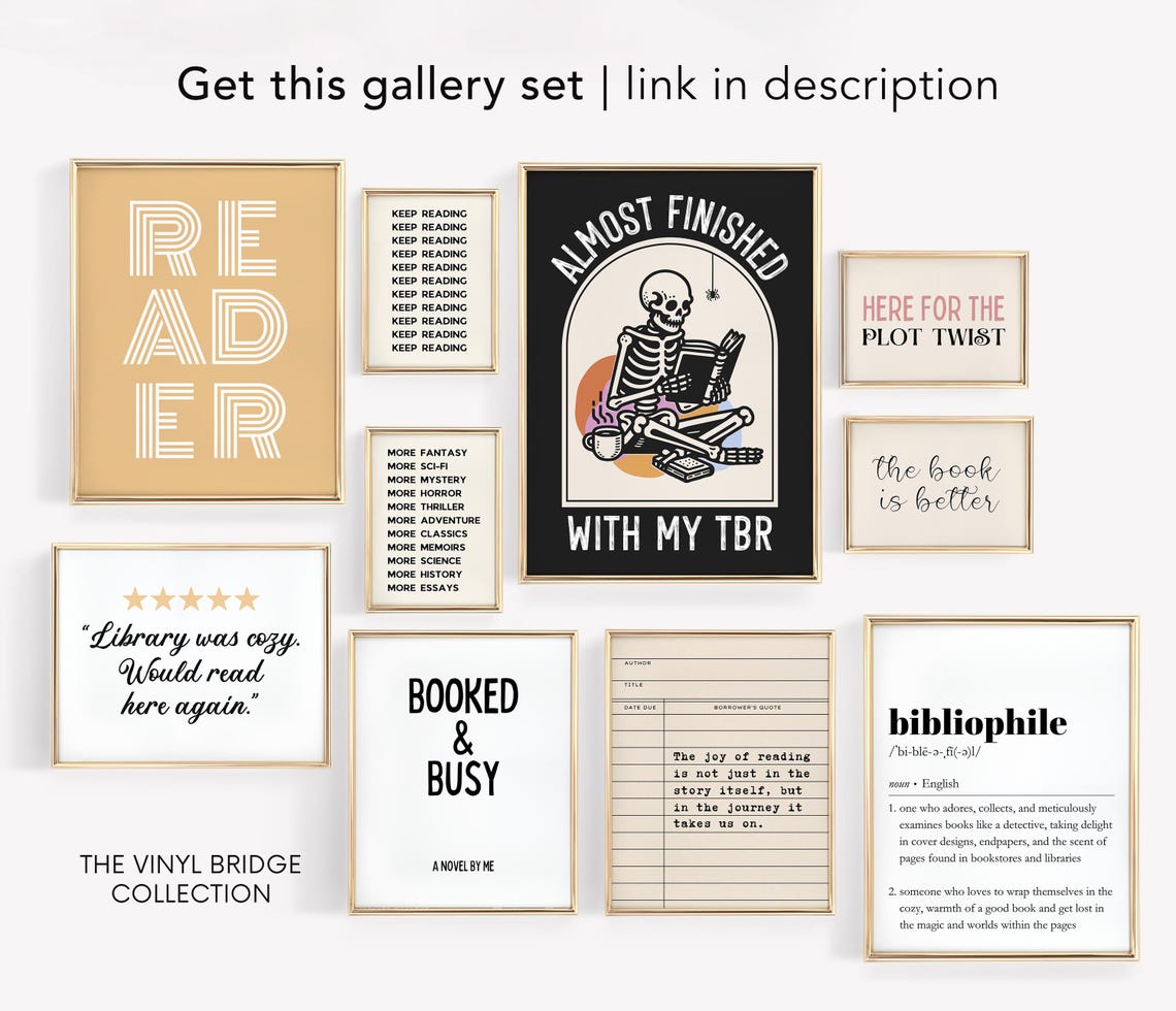 Keep Reading Repeated Typography Bookish Library Wall Poster - Image 2