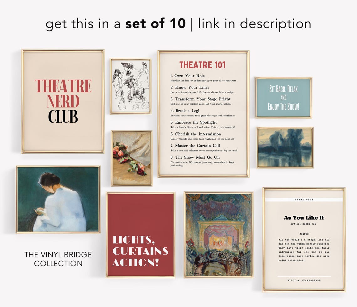 Theatre Nerd Club Red Black Typography Broadway Drama Kid Poster - Image 2