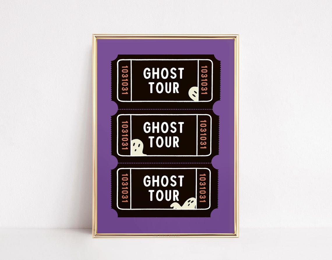 Retro Ghost Tour Ticket Stub Funny Cute Spooky Halloween Poster - Image 4