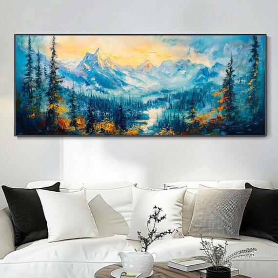 Modern Abstract Landscape Thick Texture Knife Painting Green Textured Forest Scene 3d Living Room Decor Tranquil Nature Fireplace Art Wall