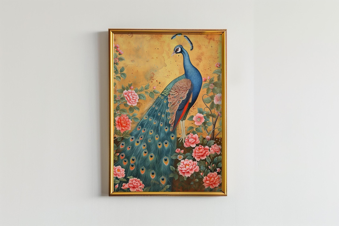 Morni Peacock Mughal-Inspired Pichwai Art Print