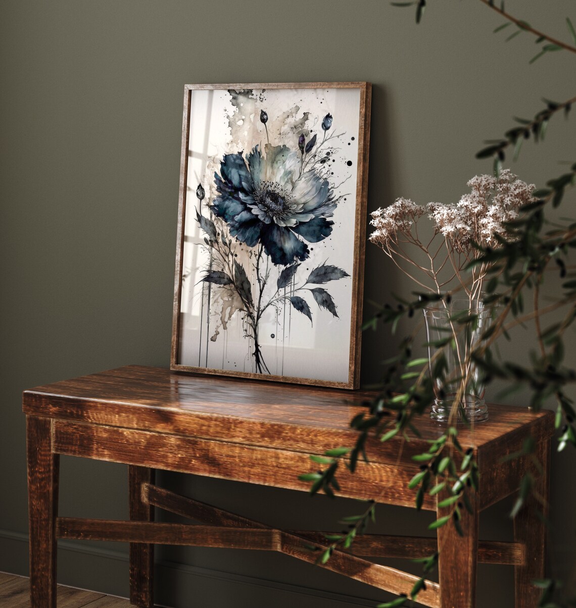 Dark Watercolor Bloom Abstract Black Floral Ink Splash Poster - Image 4