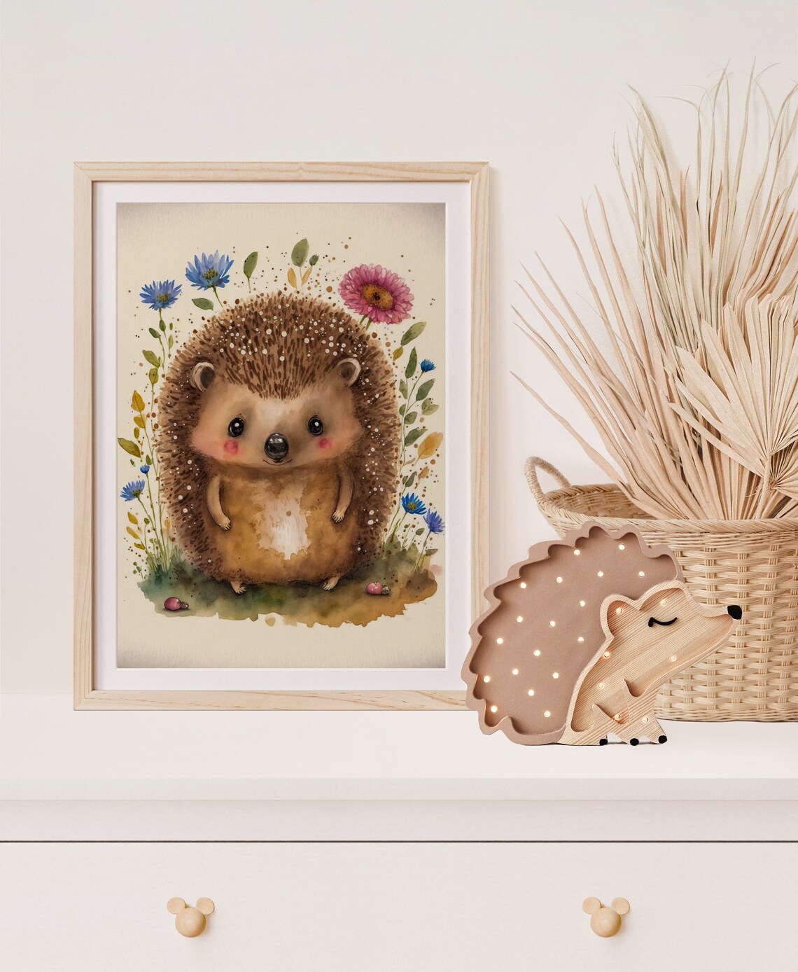 Baby Hedgehog Watercolor Wildflowers Nursery Wall Decor Poster - Image 5